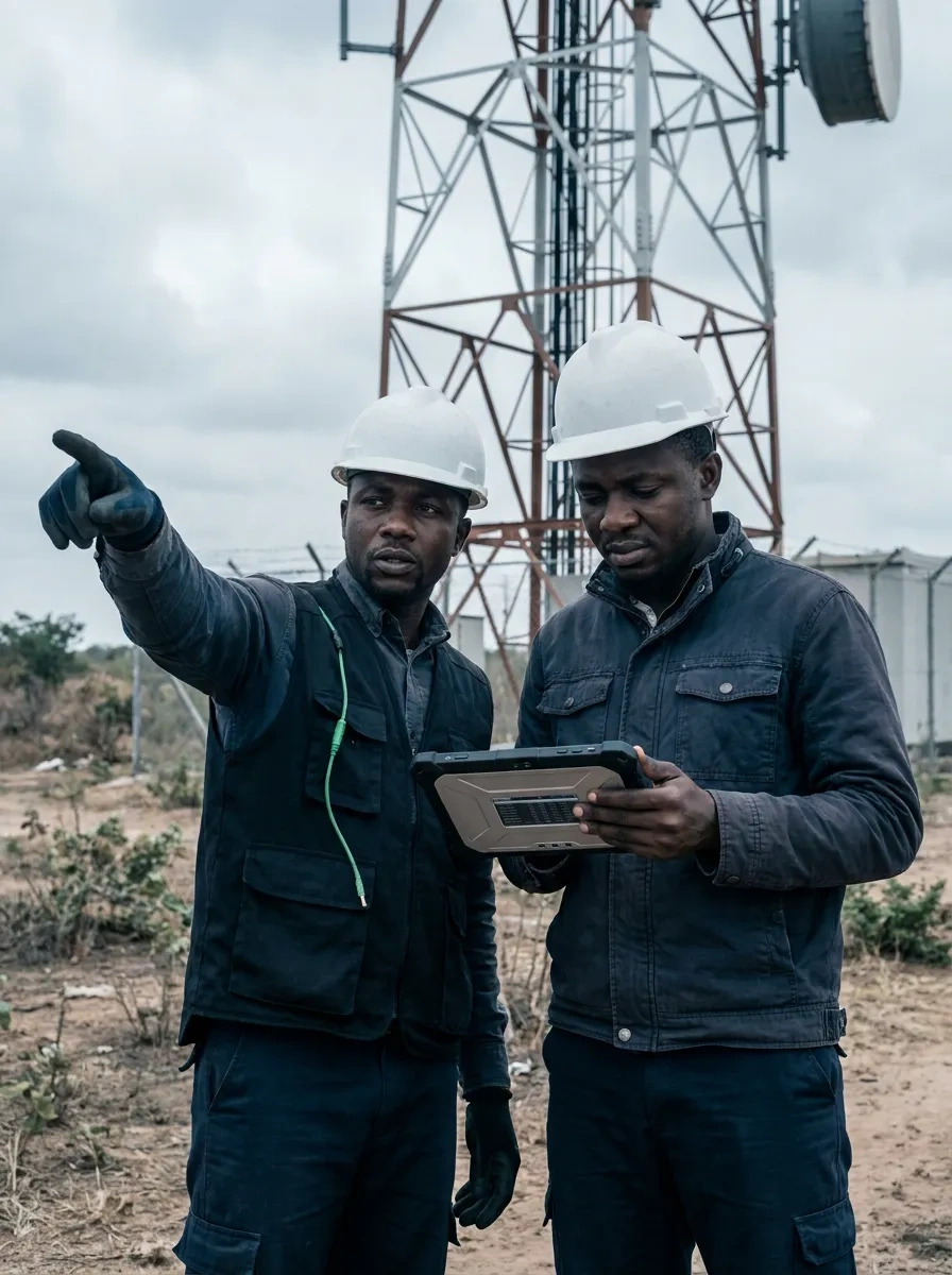Axon field engineers at work on a telecom site